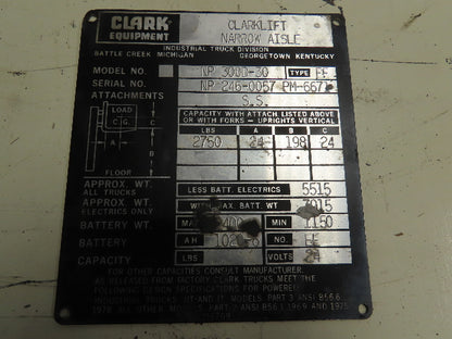 Clark NP300D-30 24 volt Electric Forklift Controller/Contactor Assembly #2394149