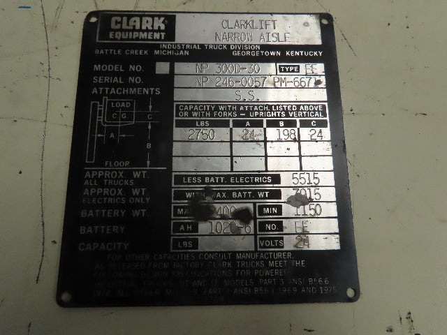 Clark NP300D-30 24v Electric Forklift Rexroth S15S7AH13R Hydraulic Pump /Motor