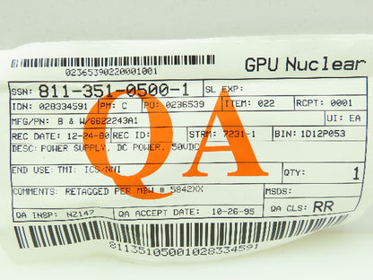 Bailey 6622243A1 Power Supply DC Meter Supply