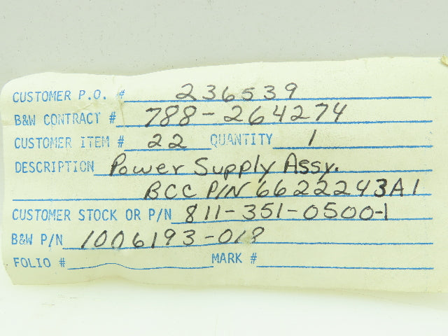 Bailey 6622243A1 Power Supply DC Meter Supply