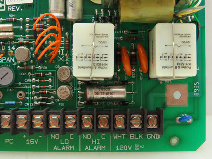 Leeds Northrup 021596 Amplifier Card 120V Alarm Card Circuit Board Panel 10-16V