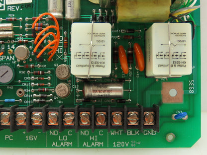 Leeds Northrup 021596 Amplifier Card 120V Alarm Card Circuit Board Panel 10-16V