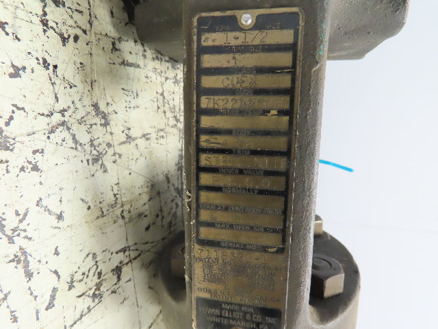 Edwin Elliot 7K22XXCMH Pneumatic Cylinder Actuator Valve 1-1/2"NPT 2" Stroke