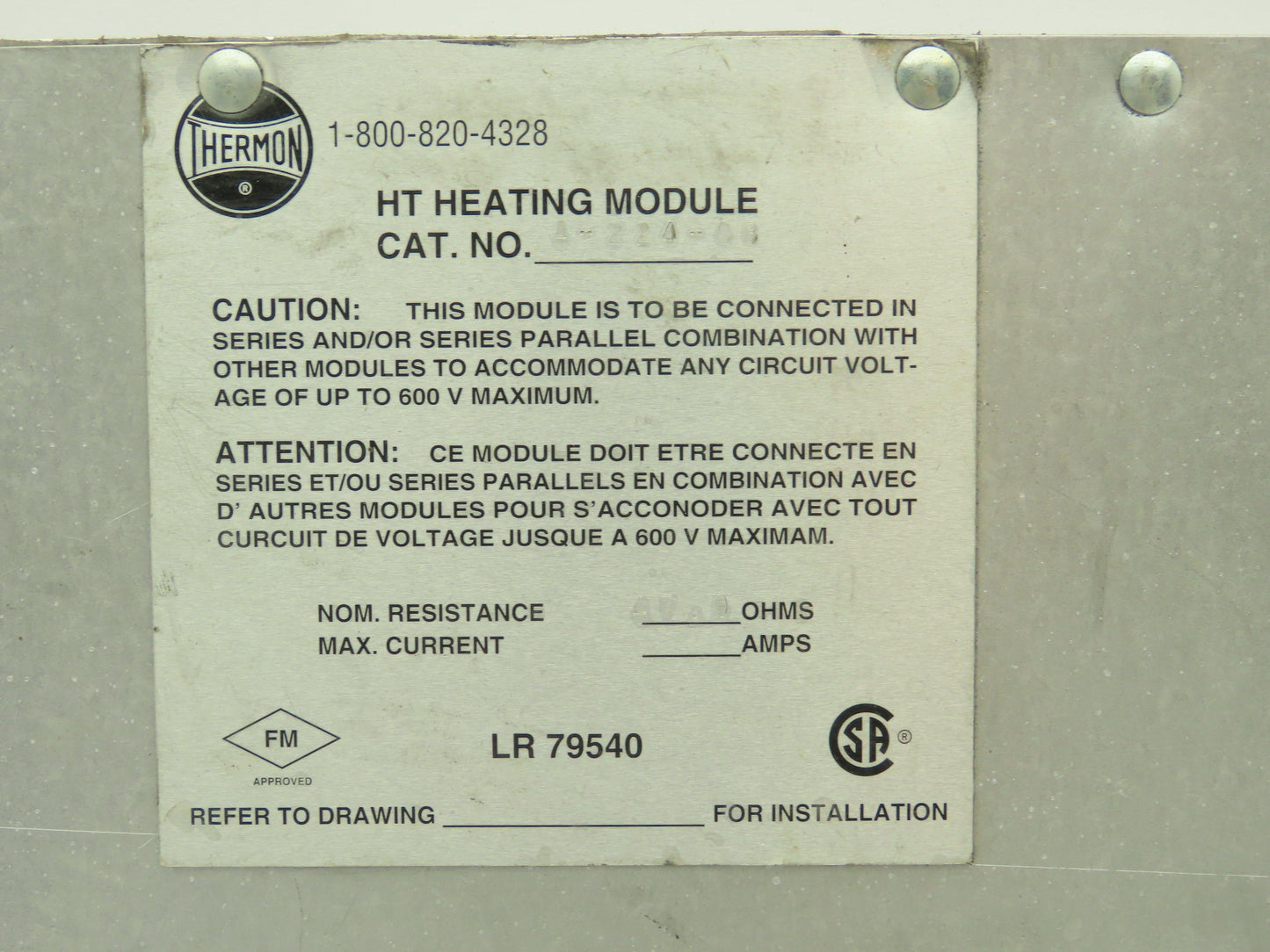 Thermon A-224-08 HT Hopper Heating Module Heater Plate 47 Ohms 12"x27.5"