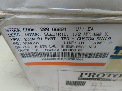Leeson PR143294 Electric Motor 1/2HP 3450RPM 460V 3PH 48 Frame 1/2"Shaft
