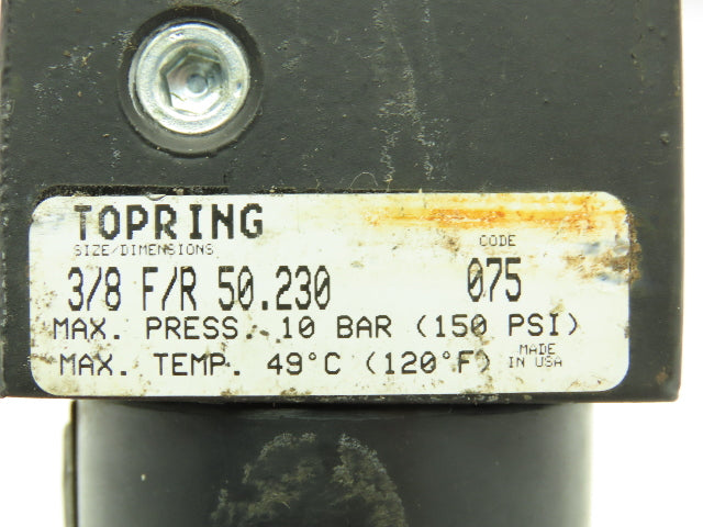 Topring 3/8 F/R 50.230 Pneumatic Filter Regulator 3/8"NPT 150PSI Locking Adj.