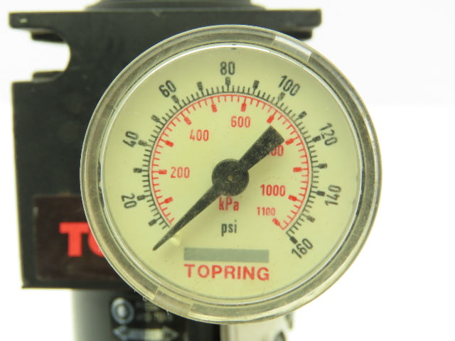 Topring 3/8 F/R 50.230 Pneumatic Filter Regulator 3/8"NPT 150PSI Locking Adj.