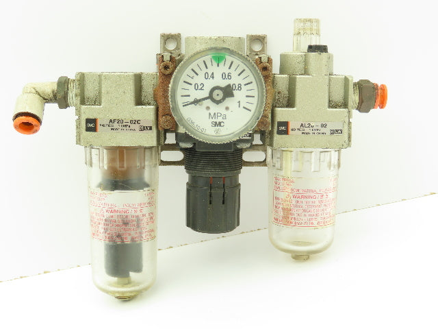 SMC AF20-02C Pneumatic Filter AR20-02G Regulator AL20-02 Lubricator Combo 1.0MPa