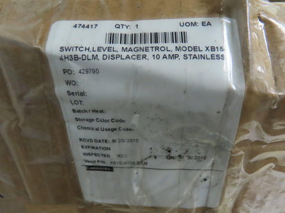 Magnetrol XB15-4H3B-DLM Float Liquid Level Switch Stainless SS F316L 4" Flanged