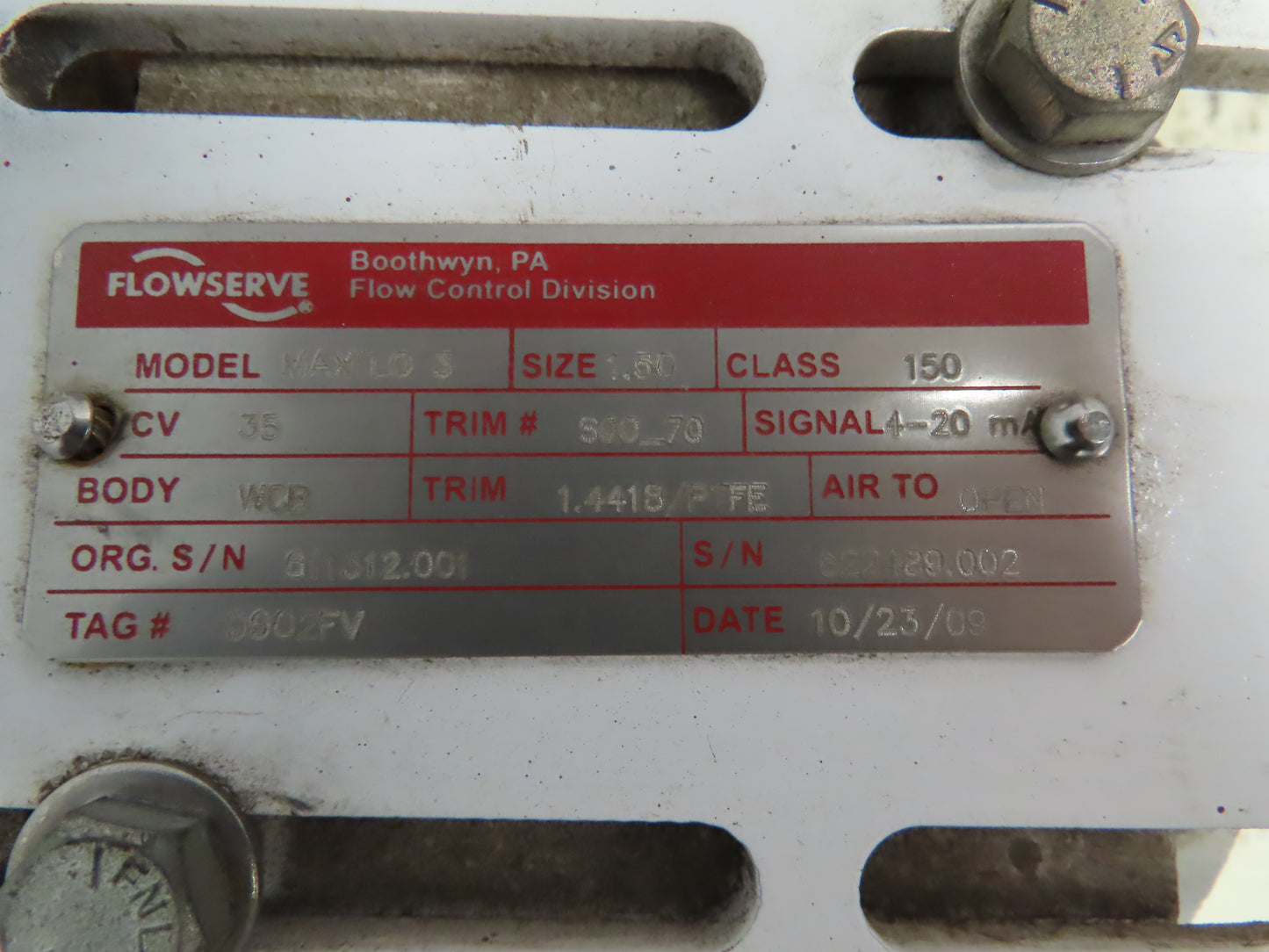 Flowserve Valtec Maxflo 3  1-1/2" Actuated Control Valve Assembly