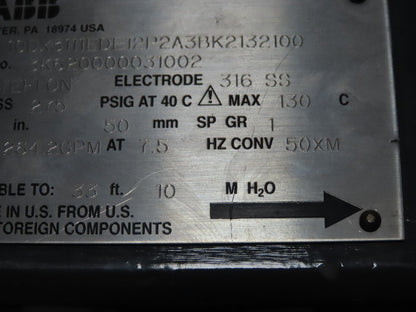 ABB 10DX3111EDE12P2A3BK2132100 2" Flowmeter Flowtube