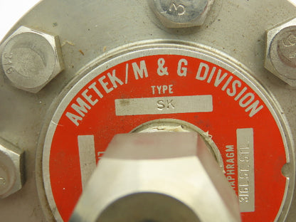 Ametek/M & G Div. Type SK 316L SS Diaphragm w/USG Solfrunt 3500PSI Gauge 1/2"NPT