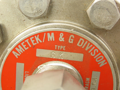 Ametek/M&G Div Type SK 316L SS Diaphragm w/USG Solfrunt 3500PSI Gauge Stock Bore