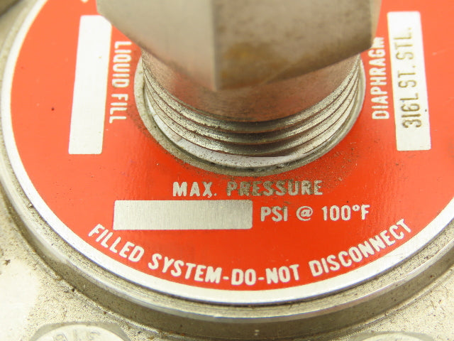 Ametek/M&G Div Type SK 316L SS Diaphragm w/USG Solfrunt 3500PSI Gauge Stock Bore