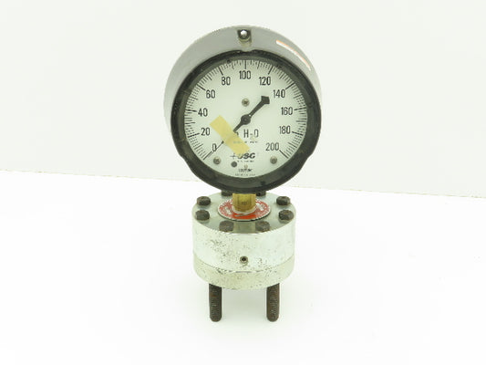 Ametek/TCI Type LC 1-150 Viton Diaphragm DC 200 Liquid Fill w/USG 200" H2O Gauge