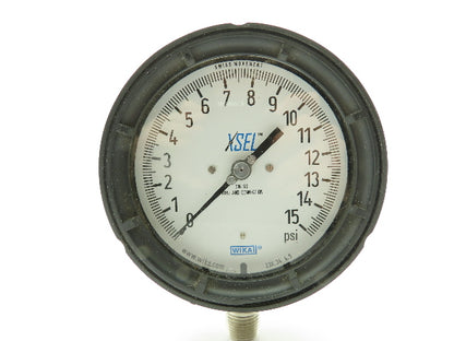 Wika 23x.34 4.5 XSEL 15PSI Pressure Gauge 1/2"NPT Lower Mount 316SS Tube Conn.