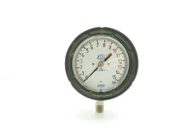 Wika 23x.34 4.5 XSEL 15PSI Pressure Gauge 1/2"NPT Lower Mount 316SS Tube Conn.
