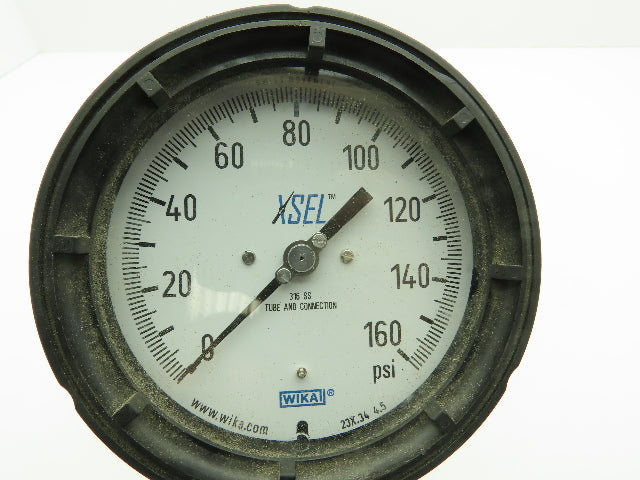 Wika 23x.34 4.5 XSEL Pressure Gauge 0-160PSI 316SS Tube/Conn. Lower Mount .5"NPT