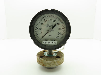 Reotemp Pressure Gauge 100PSI w/HAST-C Diaphragm Seal DC 200 Liquid Fill L-Mount