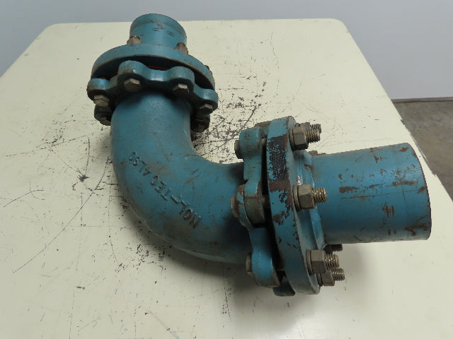NOL-TEC 4L90 Pneumatic Conveying 4" Flanged Cast Pipe 90° Elbow Model 209