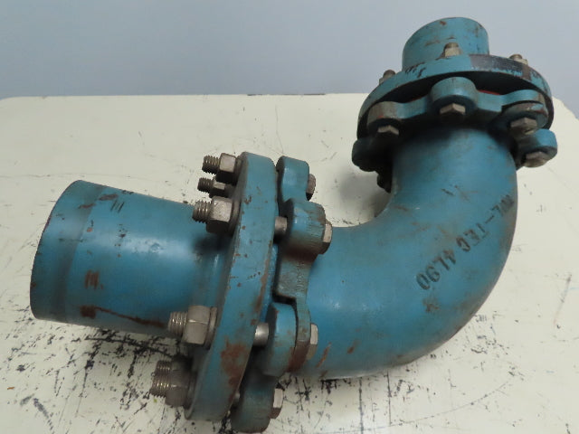 NOL-TEC 4L90 Pneumatic Conveying 4" Flanged Cast Pipe 90° Elbow Model 209