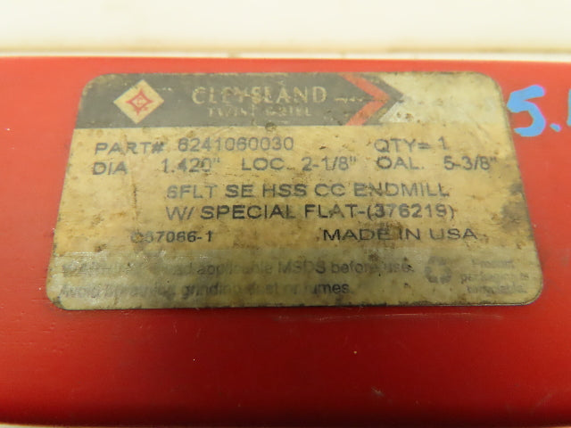 Cleveland Twist Drill 6241060030 6FLT SE M7 HSS CC Endmill Special Flat Lot of 5