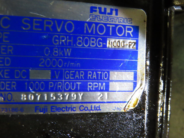 Toyoda CNC Lathe Spindle Cartridge Fuji Servo Motor 2000Rpm GRH.80BG-N000-PZ