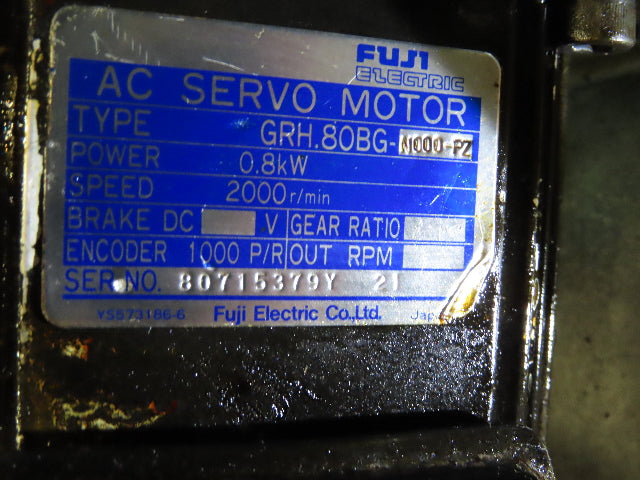 Toyoda CNC Lathe Spindle Cartridge Fuji Servo Motor 2000Rpm GRH.80BG-N000-PZ