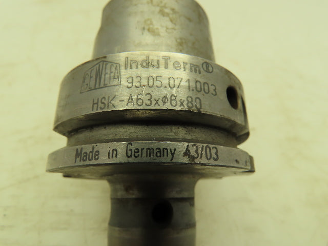 Gewefa HSK-A63xØ6x80 InduTerm Shrink Fit Tool Holder 6MM ID