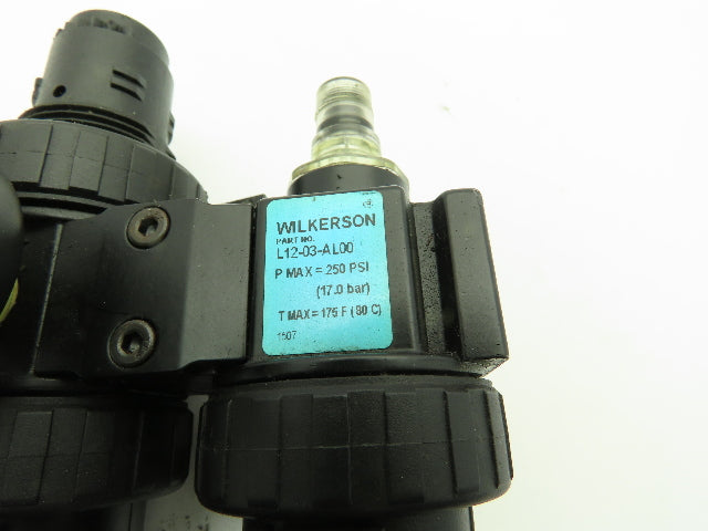 Wilkerson B12-03-FLS0 Pneumatic Filter Regulator w/Lubricator 3/8"NPT 250PSI