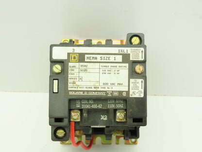 Square D Class 8502 Type SC05 Ser A Motor Starter 600V 1PH 2P 120V Coil NEMA 1