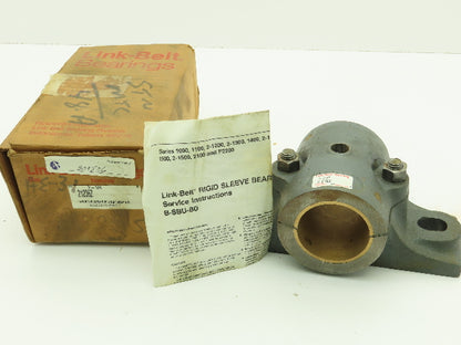 Link-Belt 21236Z Split Pillow Block Brnz Plain Sleeve Bearing 2-1/4" Bore 2-Bolt