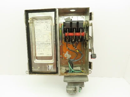 Square D HU361DSWC Safety Disconnect Switch 30 Amp 600V 3 Pole Crouse Hinds SS