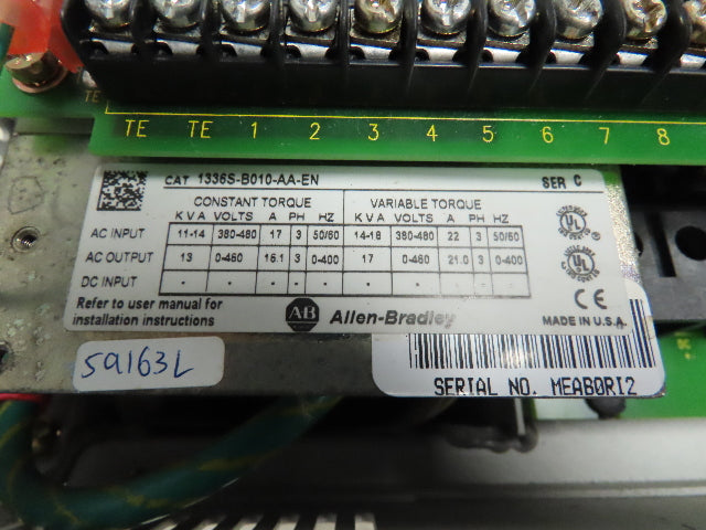 Allen Bradley 1336S-B010-AA-EN Adjustable Frequency Drive Ser C 480V 17A 10 Hp