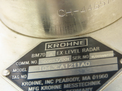 Krohne BM 70A Non-Contact Level Radar Gauge 4" SS Flange 150# PTFE 120V 4X