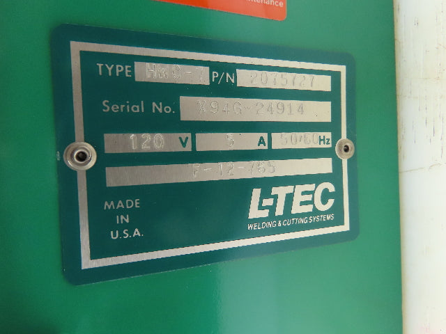 L-Tec HWC-7 Heliarc Union Carbide Welding Control Missing DC Ampmeter