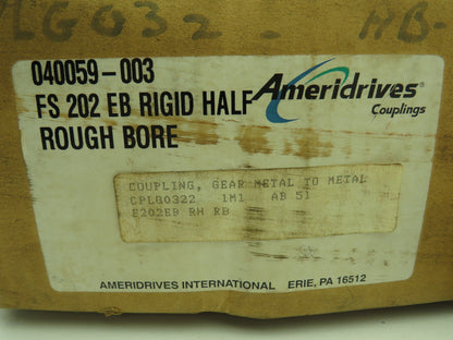 Ameridrives 040059-003 Gear Coupling Hub FS 202 EB Rigid Half 7/8"  Bore 7" OD