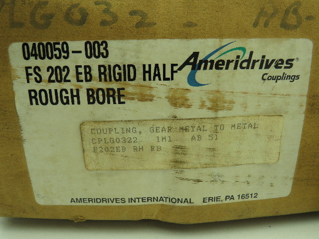 Ameridrives 040059-003 Gear Coupling Hub FS 202 EB Rigid Half 7/8"  Bore 7" OD