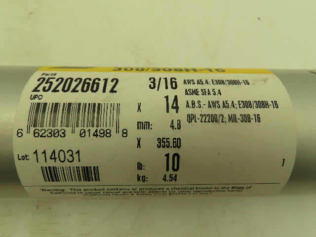 Esab 252026612 Arcaloy Electrode 308/308H-16 3/16 IN X 50lb