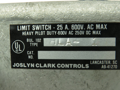 Joslyn Clark HLA-1 Heavy Duty Limit Switch 25A 600V 1P Pilot Duty A102-41252A-1