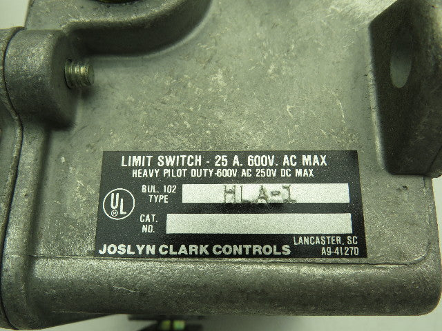 Joslyn Clark HLA-1 Heavy Duty Limit Switch 25A 600V 1P Pilot Duty A102-41252A-1*
