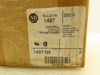 Allen Bradley 1497-N8 Control Transformer Ser A Pri 240/480V Sec 120V 0.250 KVA