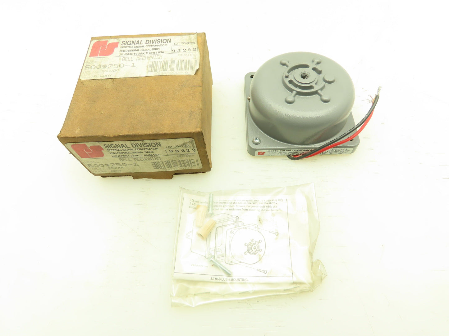 Federal Signal 600*250-1 Bell Mechanism 250VDC Gray 600*250-1