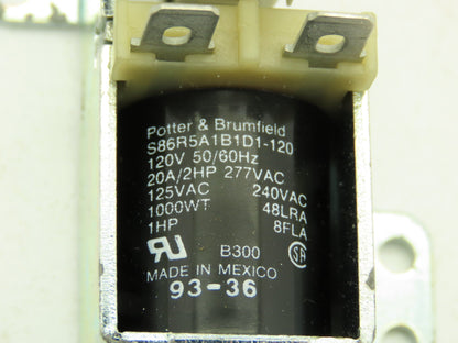 Potter & Brumfield S86R5A1B1D1-120 Power Relay 120V 20A SPDT Contact 800 Ohm