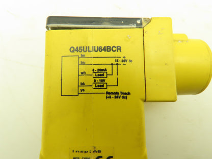 Banner Q45ULIU64BCR Ultrasonic Proximity Sensor 30 mm Diffuse 3 meter