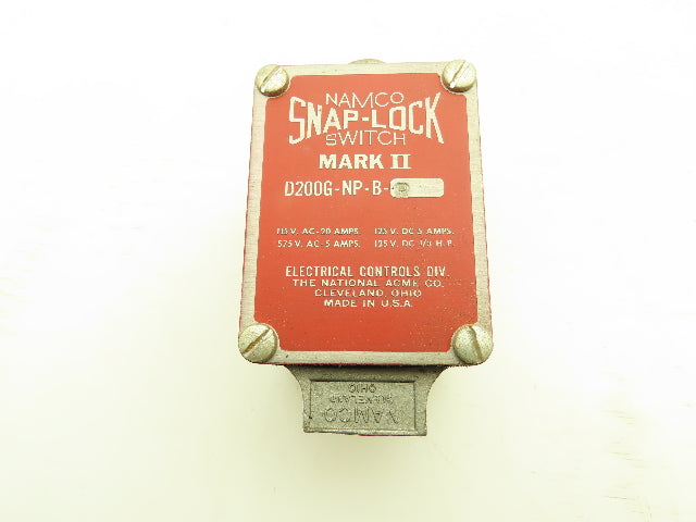 Namco D200G-NP-B-R Snap Lock Limit Switch Mark II 20A 115V 5A 575V