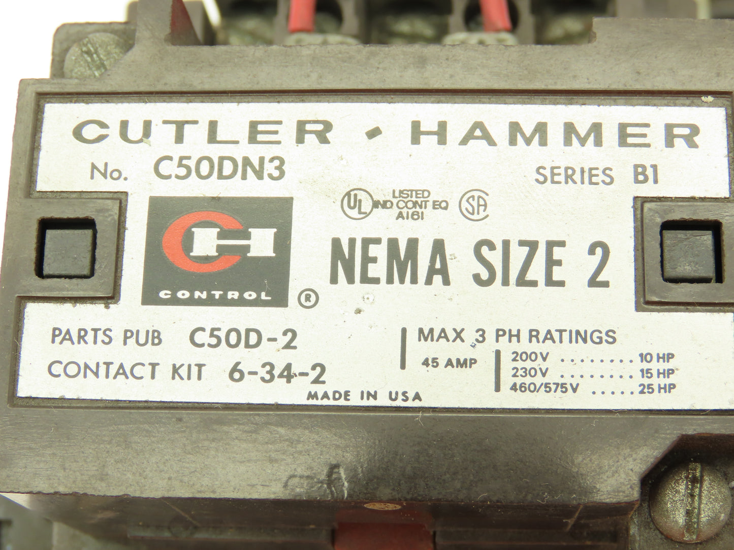 Cutler Hammer C50DN3 NEMA Size 2 Reversing Contactor 45A 120V Coils Ser B1