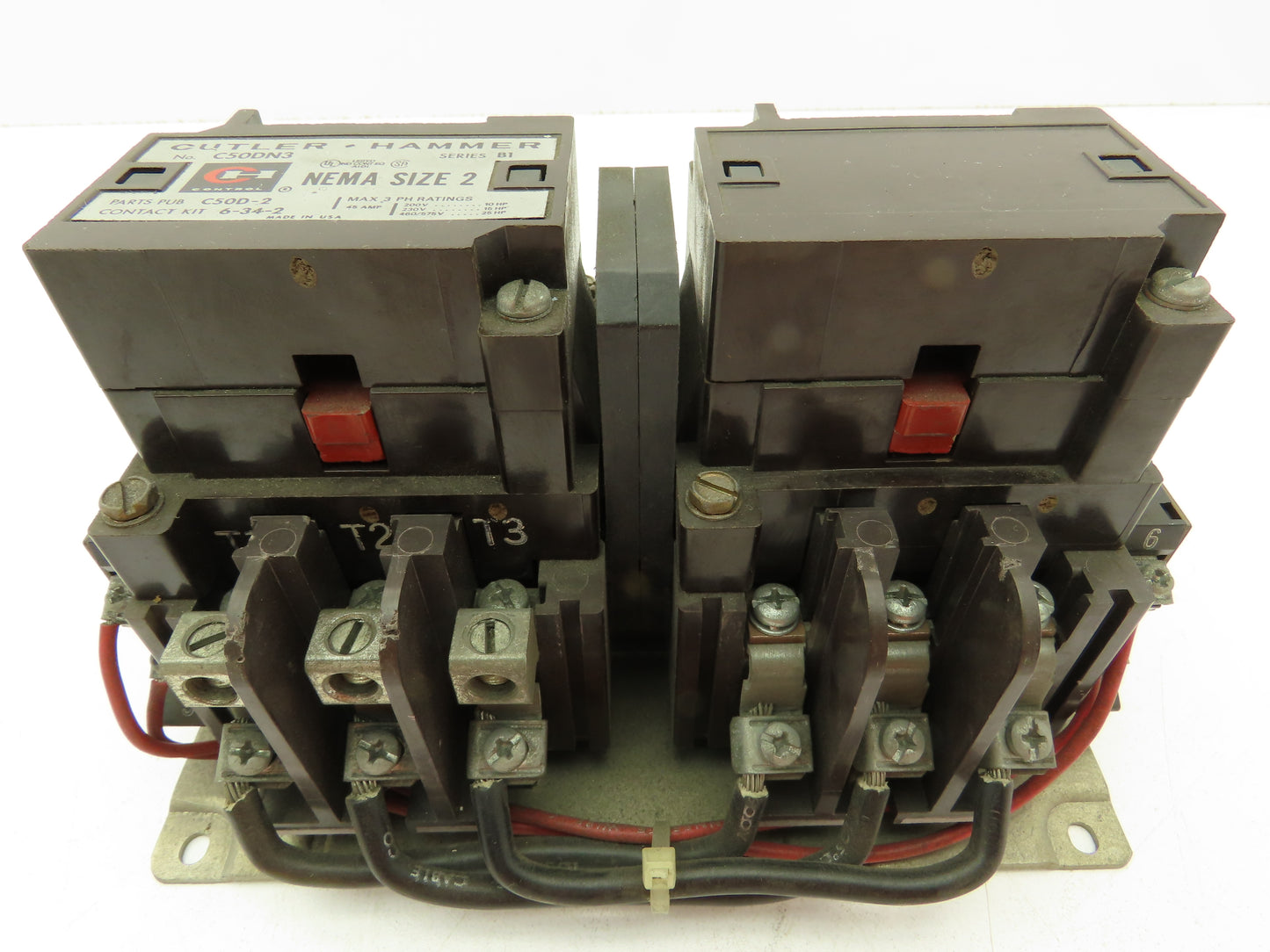 Cutler Hammer C50DN3 NEMA Size 2 Reversing Contactor 45A 120V Coils Ser B1