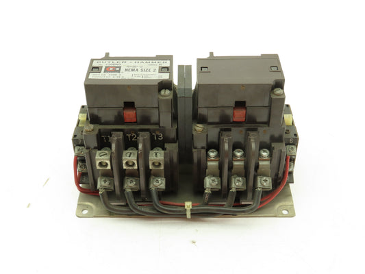 Cutler Hammer C50DN3 NEMA Size 2 Reversing Contactor 45A 120V Coils Ser B1