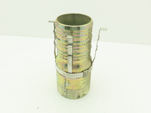 Band-It H65088 Tri-Lokt Male Hose Nipple 4" Barb x 4" NPT Swage w/ Tie Strip